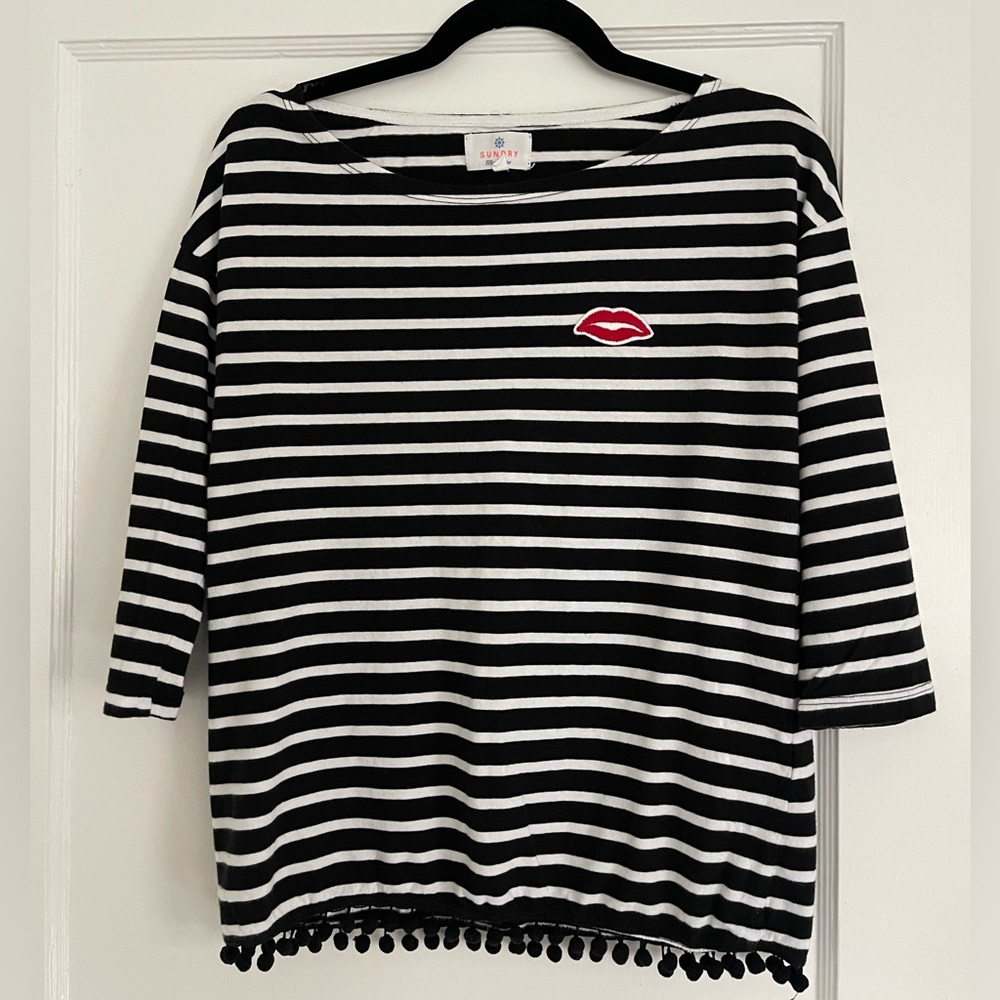 Sundry black and white stripe top